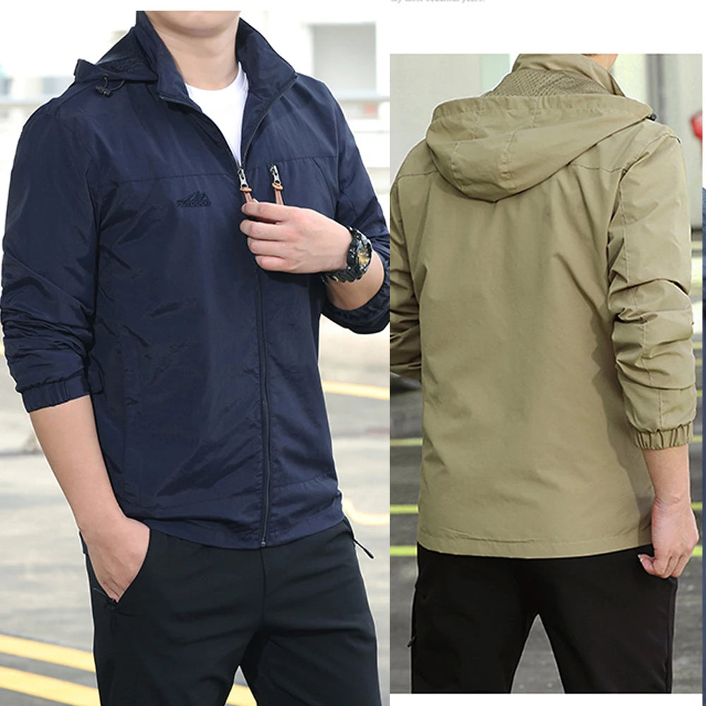 Coupe-vent Hommes DulJacket Imperméable En Plein Air À Capuche Manteau Sports Militaire Taille Européenne S-5XL Terrain Escalade Mince Outwear