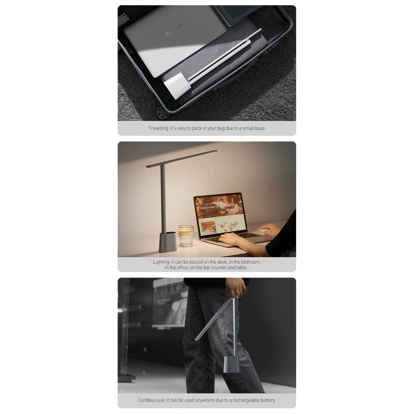Rechargeable LED Desk Lamp – Foldable, Touch Control, Adjustable Light &amp; Eye Protection