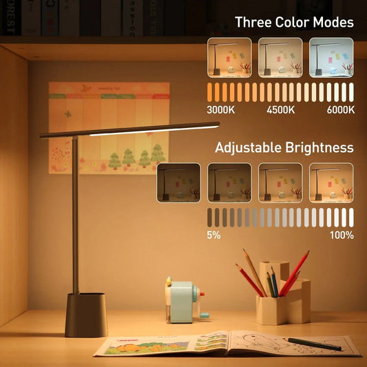 Rechargeable LED Desk Lamp – Foldable, Touch Control, Adjustable Light &amp; Eye Protection