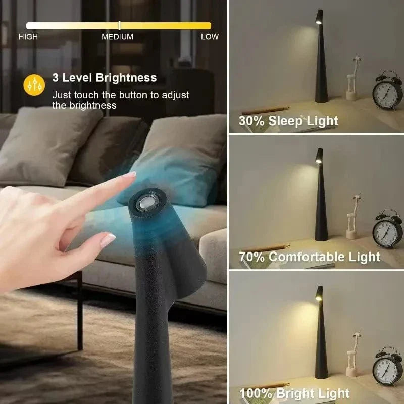 Rechargeable LED Desk Lamp – Wireless, Touch Control, Adjustable Light